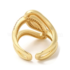 Brass Micro Pave Cubic Zirconia Open Cuff Rings&nbsp;RJEW-U008-38G