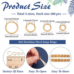 800Pcs 4 Styles 304 Stainless Steel Open Jump Rings&nbsp;STAS-ME0002-12