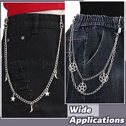 5Pcs 5 Styles Punk Style Moon Zinc Alloy Chain Belts Sets&nbsp;AJEW-CJ0001-63