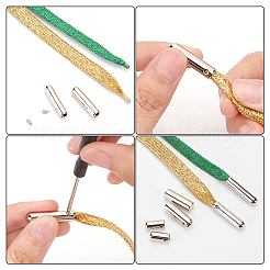 24 Sets 3 Style Alloy Drawstring Cord End Cap&nbsp;FIND-NB0003-86