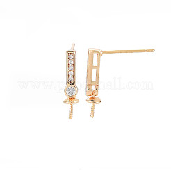 Brass Micro Pave Clear Cubic Zirconia Stud Earring Findings&nbsp;KK-S364-049