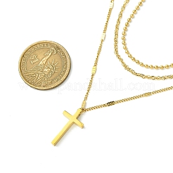 Cross 304 Stainless Steel Pendant Necklaces for Women&nbsp;NJEW-G157-07G