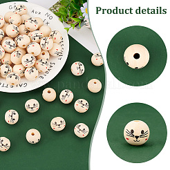 Printed Wood European Beads&nbsp;WOOD-PH0002-55