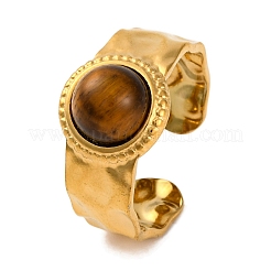 Round Natural Mixed Stone Finger Rings&nbsp;RJEW-Q822-03G