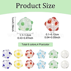 24Pcs 6 Colors Handmade Foil Lampwork Beads&nbsp;FOIL-YW0001-05