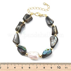 Natural Abalone Shell & Cultured Freshwater Pearl Beaded Bracelets&nbsp;BJEW-JB13605