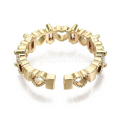 Brass Micro Pave Clear Cubic Zirconia Cuff Rings&nbsp;RJEW-S044-133-NF