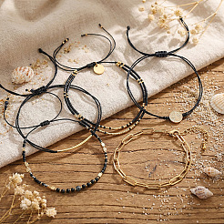 4Pcs 4 Styles Brass & Glass Seed Beads Braided Bead Bracelets&nbsp;BZ6488-1