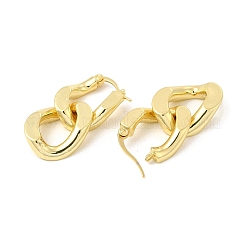 Brass Double Interlocking Oval Dangle Hoop Earrings for Women&nbsp;EJEW-E275-05G