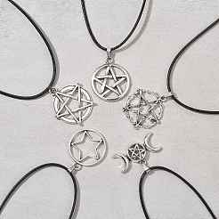 Witch Pentagram Alloy Pendants Necklaces&nbsp;NJEW-JN04543