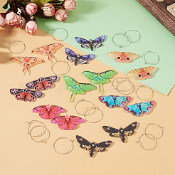 4 Pairs 4 Colors Butterfly Alloy & Acrylic Hoop Earrings&nbsp;EJEW-TA0001-88B