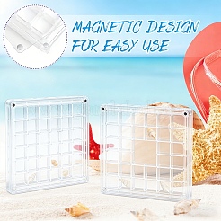 3Pcs 3 Styles Transparent Acrylic Grided Storage Boxes with Magnetic Lid for Loose Shell Beads&nbsp;CON-YW0001-99