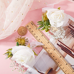 2Pcs 2 Style Silk Cloth Imitation Flower Boutonniere & Wrist Corsage&nbsp;AJEW-CP0005-81