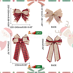 AHADEMAKER 3Pcs 2 Style Tartan Pattern Linen Type Cloth Bowknot Display Decoration&nbsp;AJEW-GA0004-38A