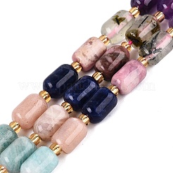 Natural Sodalite & Rhodonite & Prehnite & Amethyst & Rose Quartz & Flower Amazonite & Sunstone Beads Strands&nbsp;G-Q614-02A-02