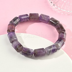 Column Natural Banded Amethyst Beads Stretch Bracelets for Women Men&nbsp;BJEW-A148-01A-19