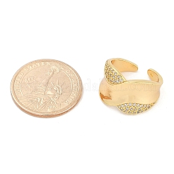Brass Micro Pave Clear Cubic Zirconia Open Cuff Rings for Women&nbsp;LS-RJEW-M026-02G-04