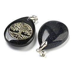 Synthetic Blue Goldstone Teardrop Pendants&nbsp;G-Q175-01C