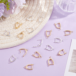 20Pcs 2 Colors Rack Plating Eco-friendly Brass Hoop Earring Findings with Latch Back Closure&nbsp;KK-BBC0027-50