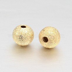 Real 18K Gold Plated Brass Textured Round Beads&nbsp;X-KK-L147-191-4mm-NR