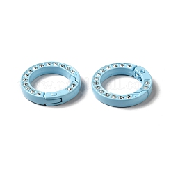 Spray Painted Alloy Crystal Rhinestone Spring Gate Rings&nbsp;ALRI-Q362-01G