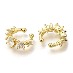 Ring Rack C-Shaped Plating Brass Micro Pave Clear Cubic Zirconia Cuff Earrrings&nbsp;EJEW-L097-18G