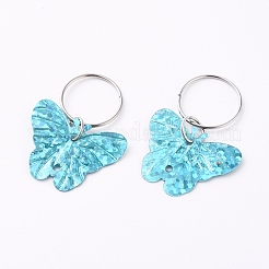 Plastic Paillette/Sequin Hair Braid Rings Pendants&nbsp;KEYC-TAC0001-02D