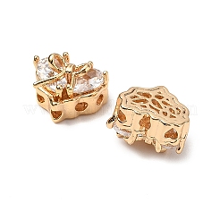 Brass Micro Pave Cubic Zirconia Beads&nbsp;KK-A259-20G-01