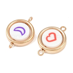 CCB Plastic Frame with Polymer Clay Heart Star Flower Beads Flat Round Links Connector Charms&nbsp;KK-D103-10D-G