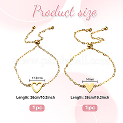 2Pcs 2 Styles Stainless Steel Cable Chain Slider Bracelets for Women&nbsp;BJEW-GO0002-22
