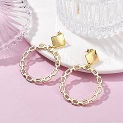 Alloy Rings Dangle Stud Earrings with 304 Stainless Steel Pins&nbsp;EJEW-JE05338