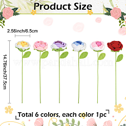 6Pcs 6 Colors Crochet Polyester Artificial Flower&nbsp;AJEW-SC0031-26