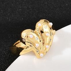 Brass Micro Pave Cubic Zirconia Adjustable Cuff Rings&nbsp;RJEW-C139-05G