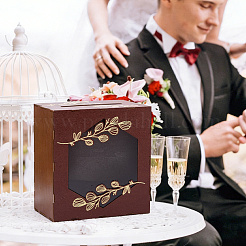 Rustic Wooden Wedding Card Box with Acrylic Window&nbsp;AJEW-WH0709-514