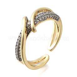 Brass Micro Pave Cubic Zirconia Open Cuff Rings&nbsp;RJEW-D313-09PG