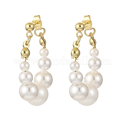 2 Pairs 2 Colors Shell Pearl Beaded Dangle Stud Earrings&nbsp;EJEW-JE06362