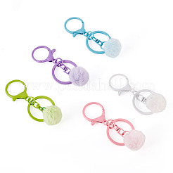 5Pcs 5 Colors Alloy Round Keychains&nbsp;KEYC-TA0004-75