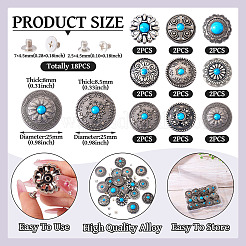 9 Styles Alloy Decorative Rivets&nbsp;BUTT-TA0001-21