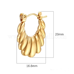 Vintage Retro Stainless Steel Shrimp-textured Oval Hoop Earrings for Women&nbsp;PW-WGBCD6B-01