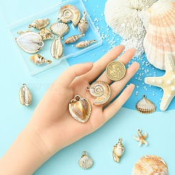 18Pcs 9 Styles Plating Acrylic Imitation Shell Pendants&nbsp;PACR-YW0001-42