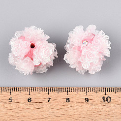 Polymer Clay Rhinestone Beads with Embossed Resin Roses&nbsp;RESI-T059-01A-02