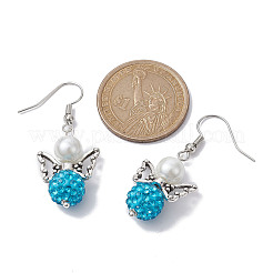 5 Pairs 5 Color Polymer Clay Rhinestone & Glass Pearl Beaded Dangle Earrings&nbsp;EJEW-JE05444-S