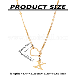 1Pc Letter & Heart Stainless Steel Lariat Necklaces for Women&nbsp;NJEW-LP0002-87G-X