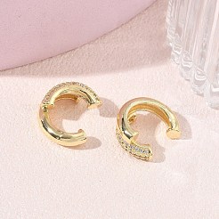 Brass Micro Pave Clear Cubic Zirconia Cuff Earrings&nbsp;KK-CBA56EF-39G