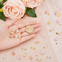 100Pcs Crackle Glass Connector Charms&nbsp;FIND-HY0001-35