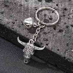 Tibetan Style Alloy Bull Head Kcychain&nbsp;KEYC-JKC00562-02