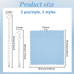 4Pcs 2 Styles 925 Sterling Silver Plated Sterling Silver Curb Chain Extender&nbsp;FIND-BC0005-13B