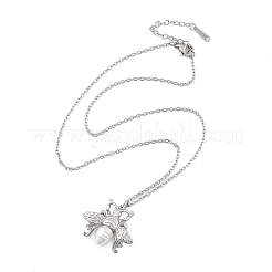 304 Stainless Steel & Plastic Pearl Bees Pendant Cable Chain Necklaces&nbsp;NJEW-U023-03P