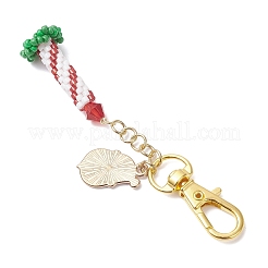 3Pcs 3 Colors Christmas Glass Seed Beaded 3D Candle & Alloy Enamel Santa Claus Pendant Decorations&nbsp;HJEW-MZ00396