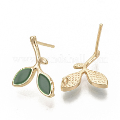 Brass Enamel Stud Earring Findings&nbsp;KK-T050-63G-NF